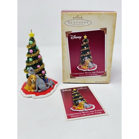 2005 Hallmark Keepsake Ornament Christmas With The Family Disney Lady & Tramp - Picture 1 of 11